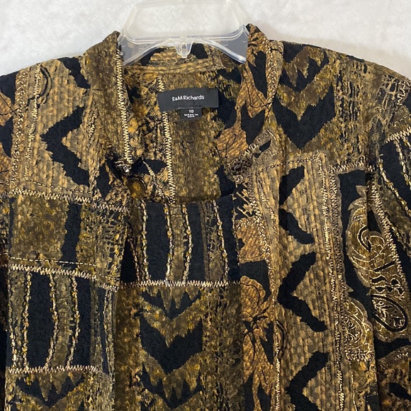 R&M Richards Elegant Black Gold And Tan Twofer Top - Picture 4 of 14